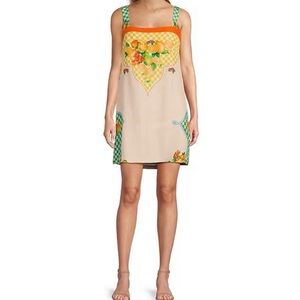 Antonio Melani Womens XS Eliana Fruit Printed Linen Square Neck Sleeveless Dress